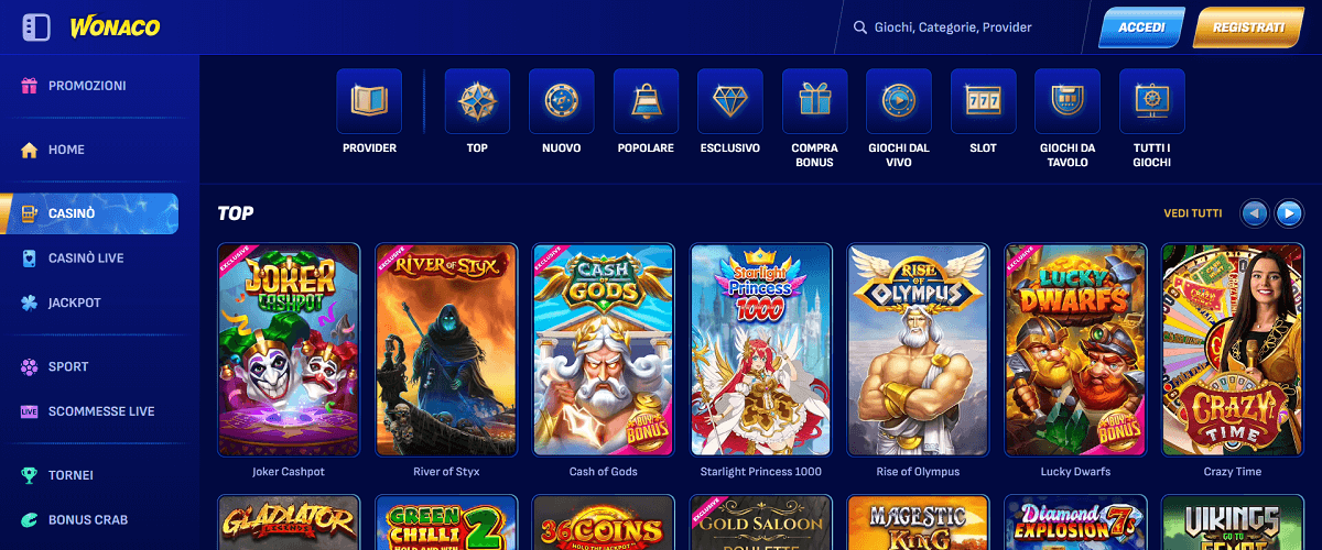 wonaco casino online esteri